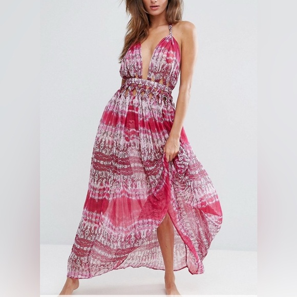Asos Womens Dress Size 12 Maxi Halter Neck Cut Out Backless Summer Beach - Picture 1 of 8